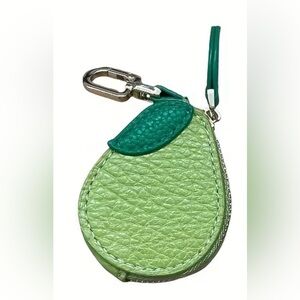 NWT Green Pear AirTag Holder Leather Keychain Bag Purse Charm Tracker Case